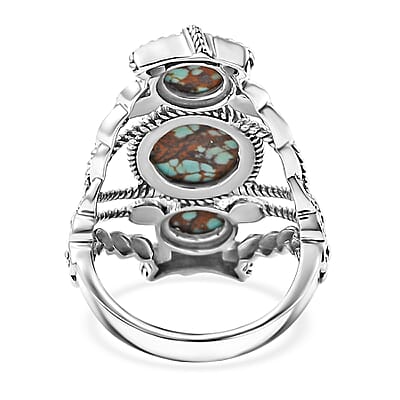 D'Joy Artisan Crafted Blue Horizon Turquoise 4.60 ctw Ring in Black Oxidized Sterling Silver (Size 10.0)
