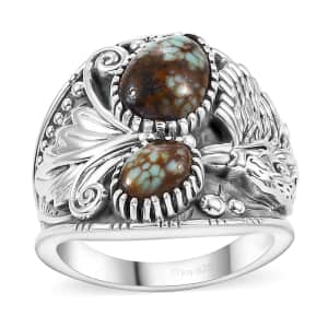 Artisan Crafted Blue Horizon Turquoise 2.30 ctw Garuda Ring in Sterling Silver (Size 10.0)