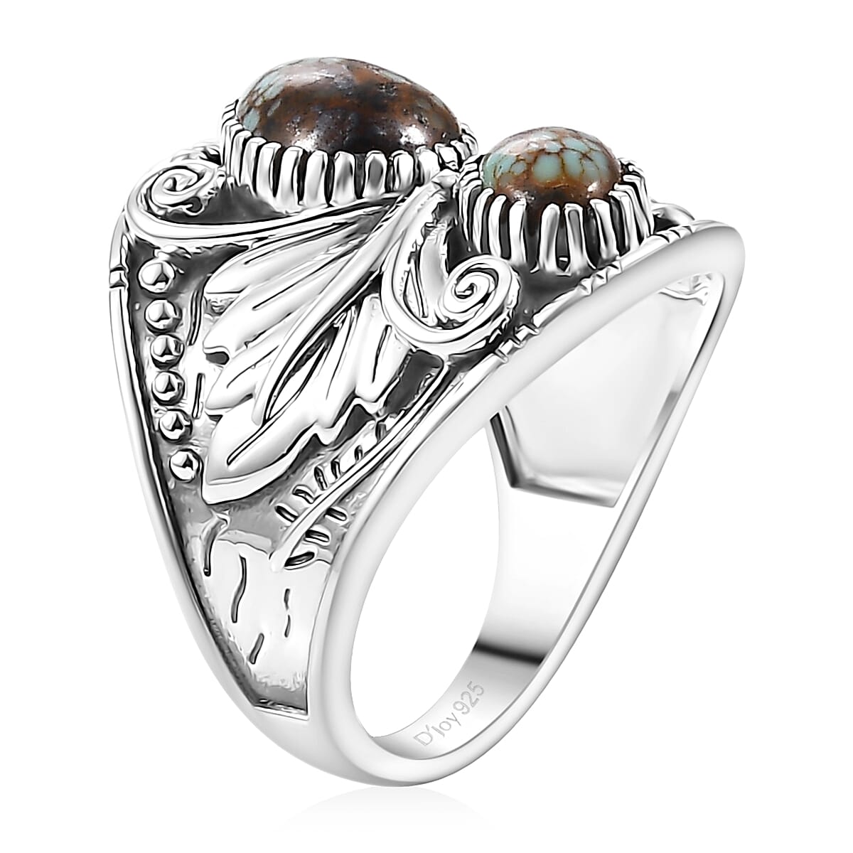D'Joy Artisan Crafted Blue Horizon Turquoise 2.30 ctw Garuda Ring in Sterling Silver (Size 10.0)