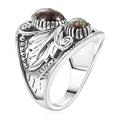 D'Joy Artisan Crafted Blue Horizon Turquoise 2.30 ctw Garuda Ring in Sterling Silver (Size 10.0)