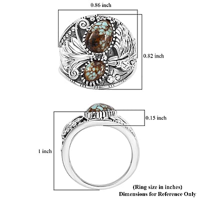 D'Joy Artisan Crafted Blue Horizon Turquoise 2.30 ctw Garuda Ring in Sterling Silver (Size 10.0)