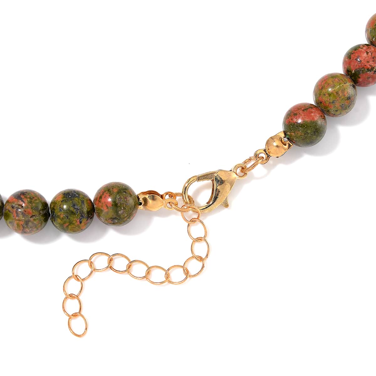 Unakite 220.00 ctw Necklace 18-20 Inches in ION Plated YG Stainless Steel image number 3