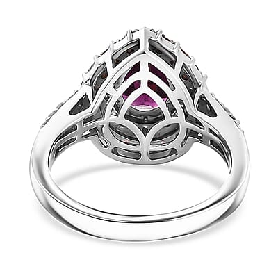 Premium Radiant Ember Garnet and Multi Gemstone 3.40 ctw Ring in Rhodium Over Sterling Silver (Size 10.0)