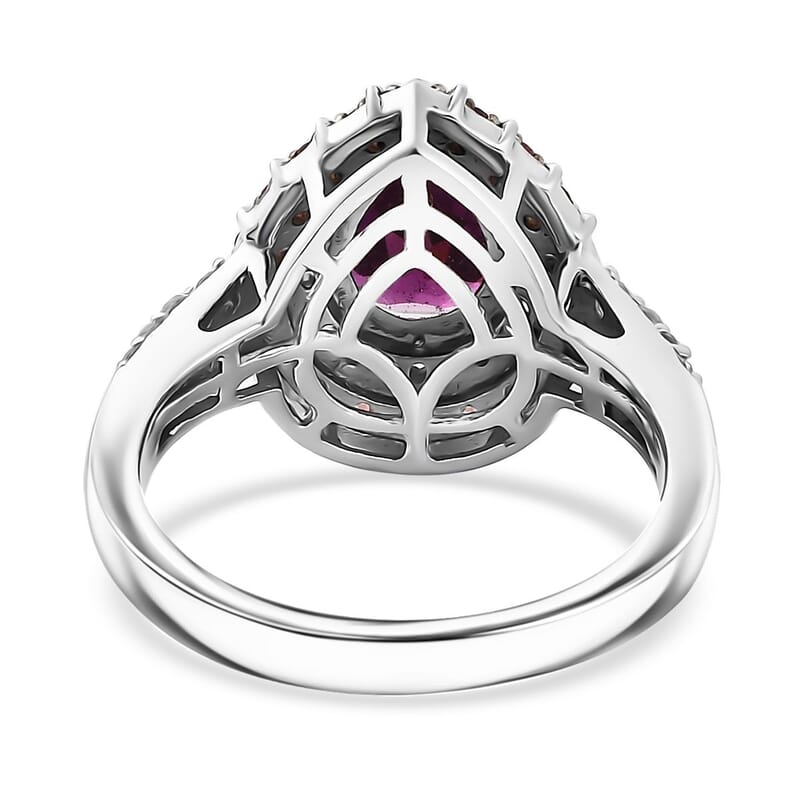 Premium Radiant Ember Garnet and Multi Gemstone 3.40 ctw Ring in Rhodium Over Sterling Silver (Size 10.0)
