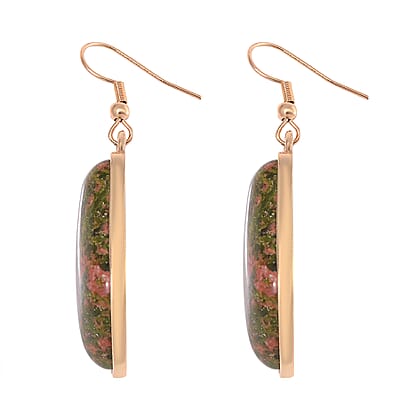 Unakite 50.00 ctw Earrings in ION Plated YG Stainless Steel