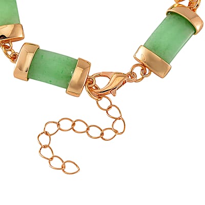 Karis Green Jade (D) 60.00 ctw Bracelet in Goldtone (7-9In)