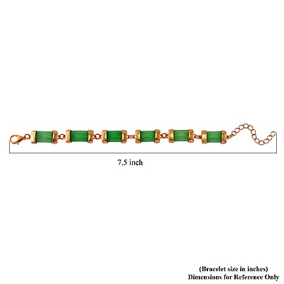 Karis Green Jade (D) 60.00 ctw Bracelet in Goldtone (7-9In)