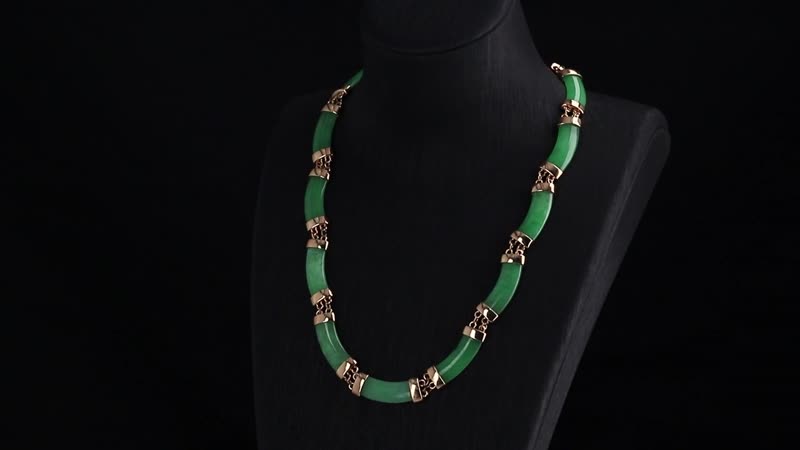 Karis Green Jade (D) 200.00 ctw Necklace in Rosetone 18 Inches