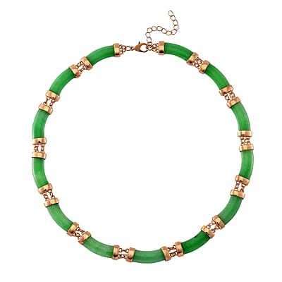 Karis Green Jade (D) 200.00 ctw Necklace in Rosetone 18 Inches