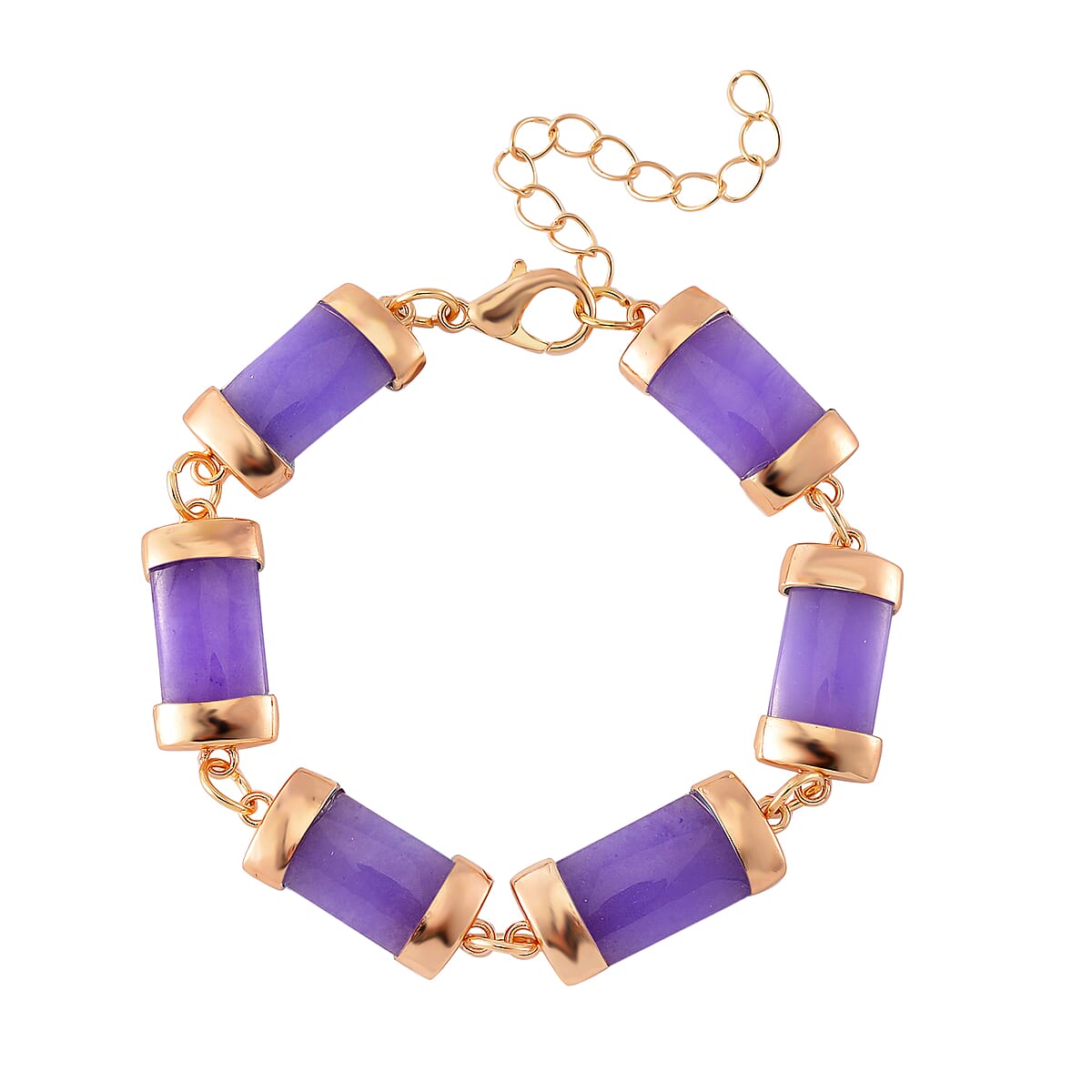 Karis Purple Jade (D) 60.00 ctw Bracelet in Goldtone (7-9In) image number 0