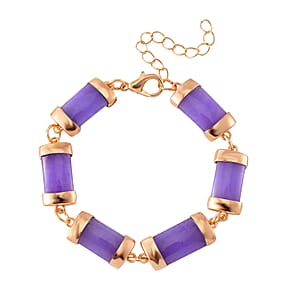 Karis Purple Jade (D) 60.00 ctw Bracelet in Goldtone (7-9In)