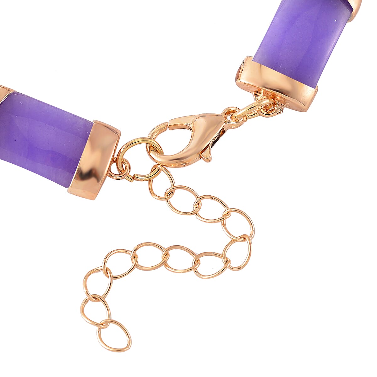 Karis Purple Jade (D) 60.00 ctw Bracelet in Goldtone (7-9In) image number 4