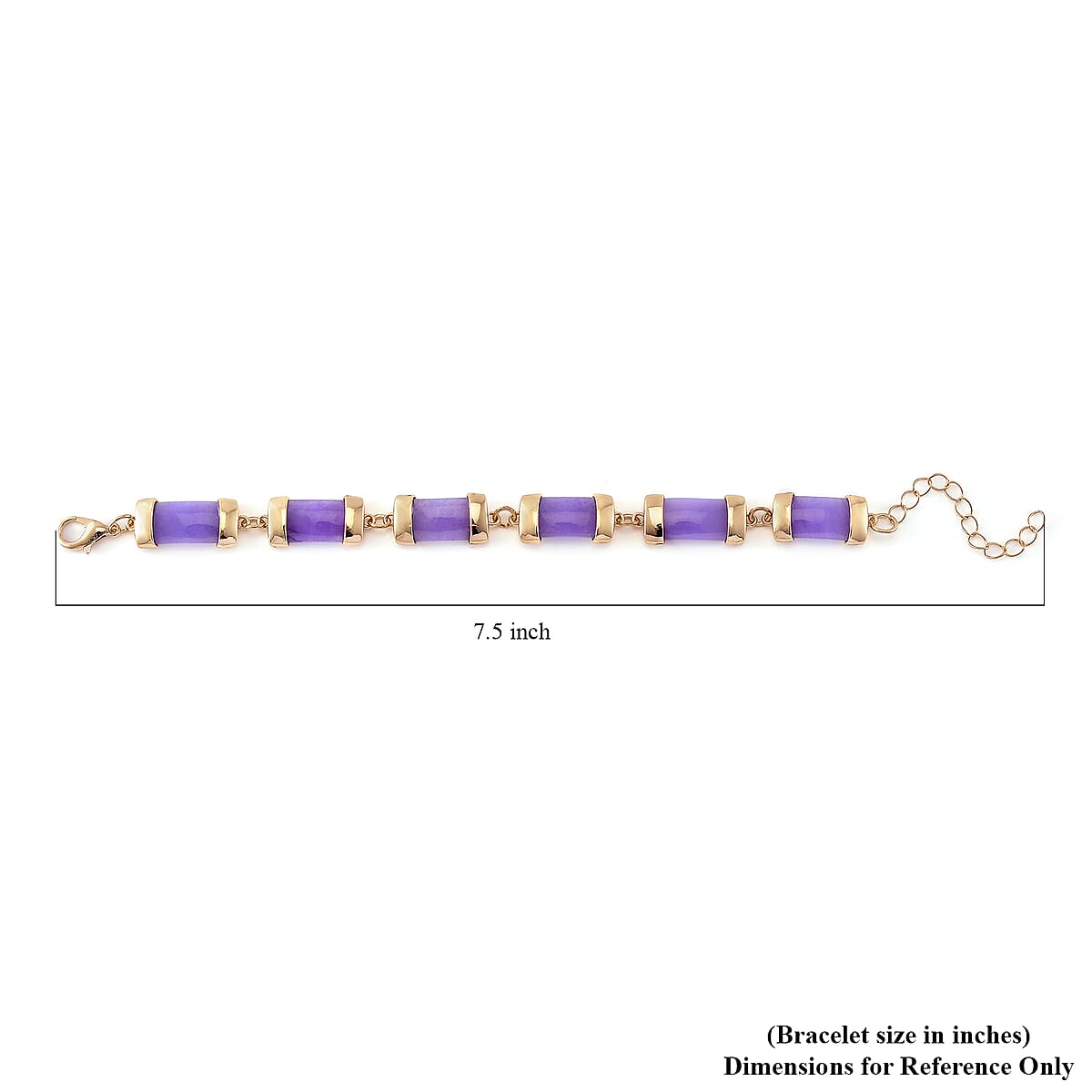 Karis Purple Jade (D) 60.00 ctw Bracelet in Goldtone (7-9In) image number 5