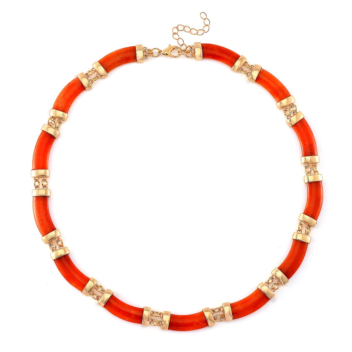 Karis Red Jade (D) 200.00 ctw Necklace in Rosetone 18 Inches image number 2