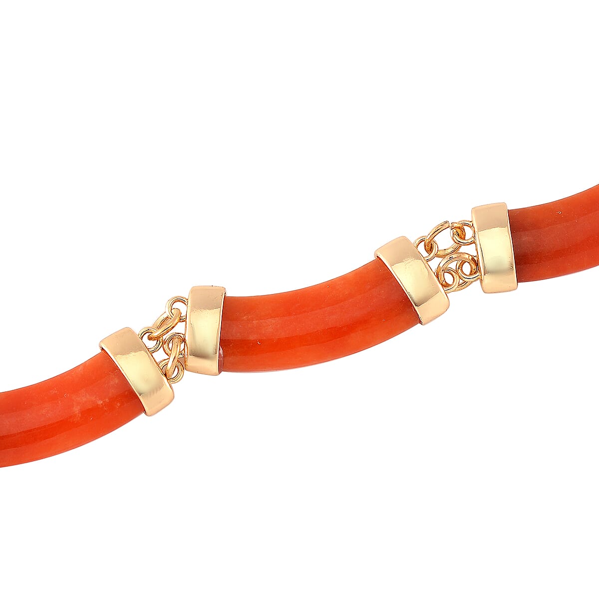 Karis Red Jade (D) 200.00 ctw Necklace in Rosetone 18 Inches image number 3