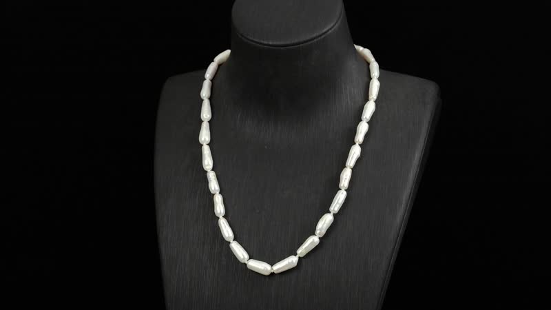 White Keshi Pearl Necklace in Stainless Steel 18-20 Inches