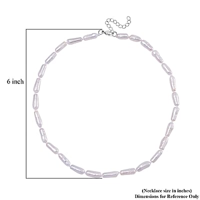 White Keshi Pearl Necklace in Stainless Steel 18-20 Inches