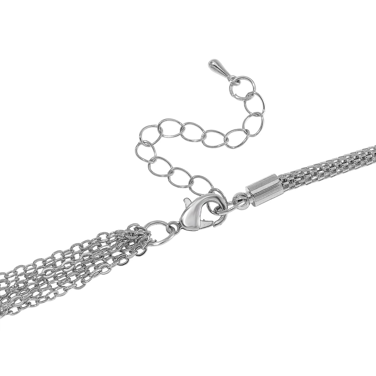 White Austrian Crystal Leapord Necklace in Silvertone 19-21 Inches image number 3