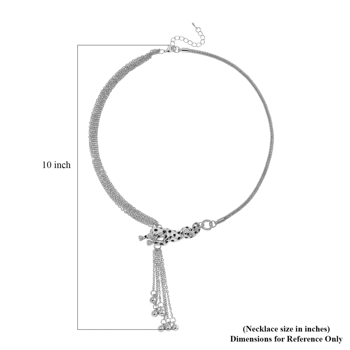 White Austrian Crystal Leapord Necklace in Silvertone 19-21 Inches image number 4
