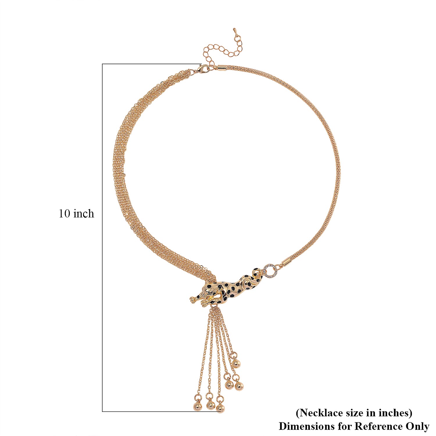 White Austrian Crystal Leopard Necklace in Goldtone 19-21 Inches
