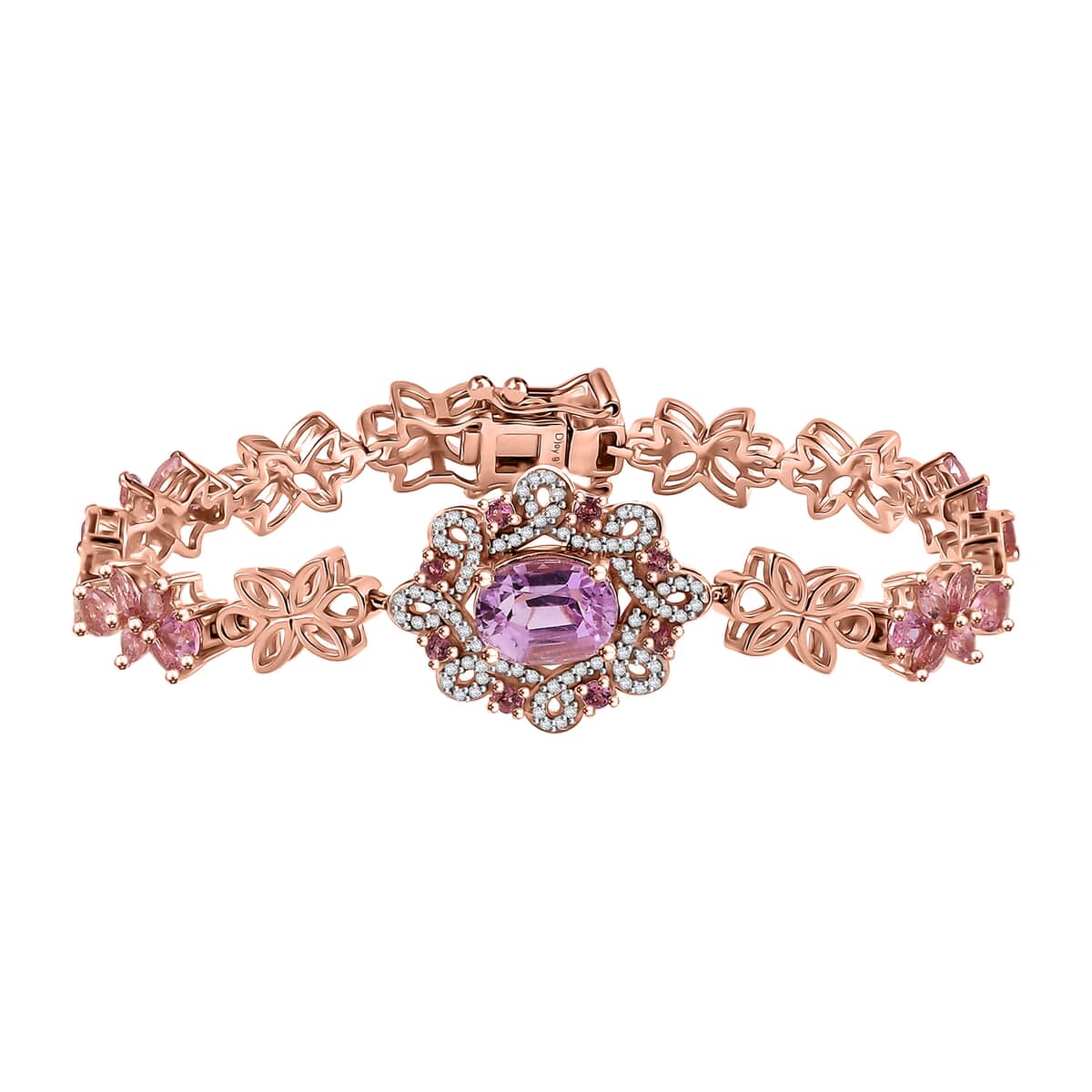 Patroke Kunzite and Multi Gemstone 5.90 ctw Enchanted Blossom Bracelet in 18K Vermeil Rose Gold Over Sterling Silver (6.50 In) image number 0