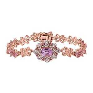 Patroke Kunzite and Multi Gemstone 5.90 ctw Enchanted Blossom Bracelet in 18K Vermeil Rose Gold Over Sterling Silver (6.50 In)