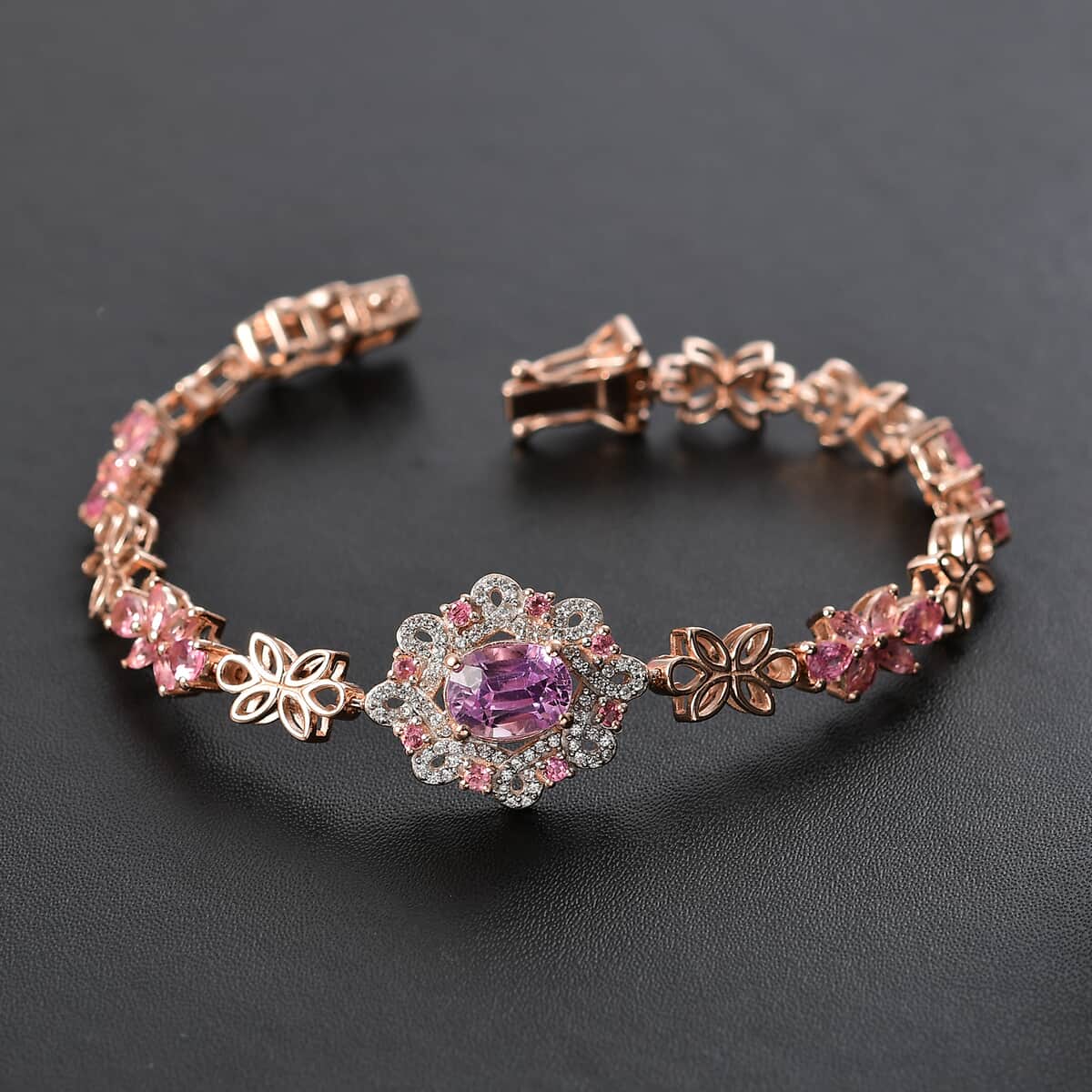 Patroke Kunzite and Multi Gemstone 5.90 ctw Enchanted Blossom Bracelet in 18K Vermeil Rose Gold Over Sterling Silver (6.50 In) image number 1