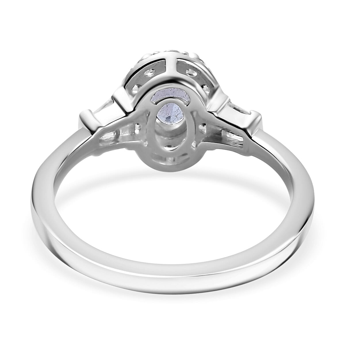Tanzanite and White Zircon 0.90 ctw Ring in Rhodium Over Sterling Silver (Size 10.0)