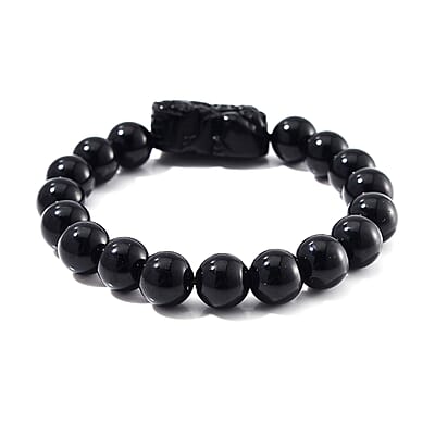 Black Obsidian 150.00 ctw Beaded Stretch Bracelet (6.5-7 In)