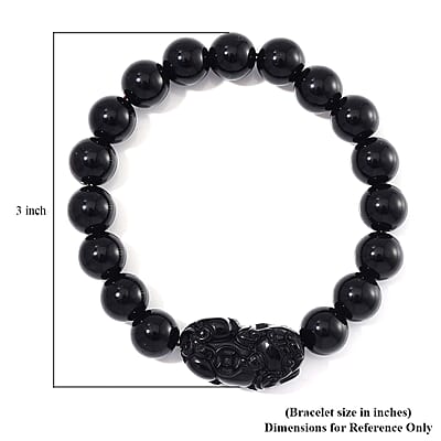Black Obsidian 150.00 ctw Beaded Stretch Bracelet (6.5-7 In)