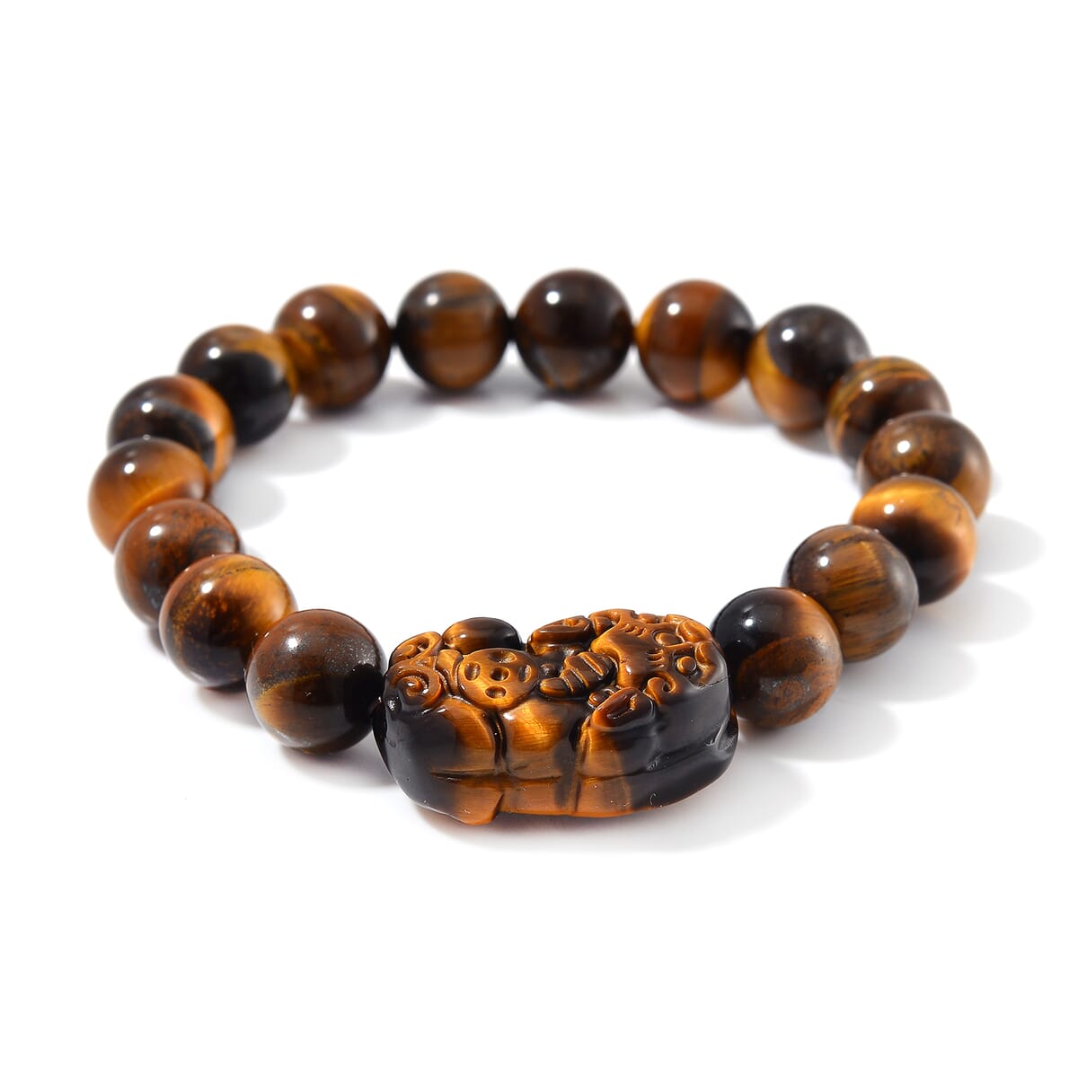 Yellow Tigers Eye 150.00 ctw Beaded Stretch Bracelet (6.5-7 In) image number 0