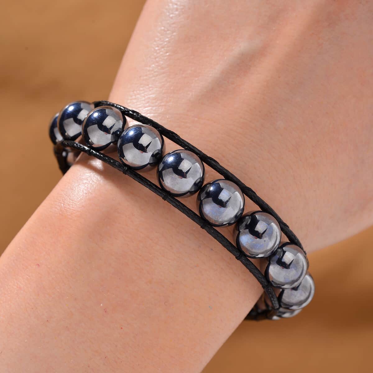 Terahertz 10mm Beaded 70.00 ctw Bracelet in Leather Code (8-10 Inches)  image number 1