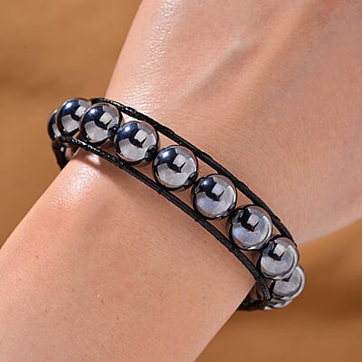 Terahertz 10mm Beaded 70.00 ctw Bracelet in Leather Code (8-10 Inches) 