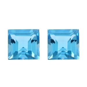 AAAA Swiss Blue Topaz Set of 2 (Sqr 7 mm) 3.50 ctw