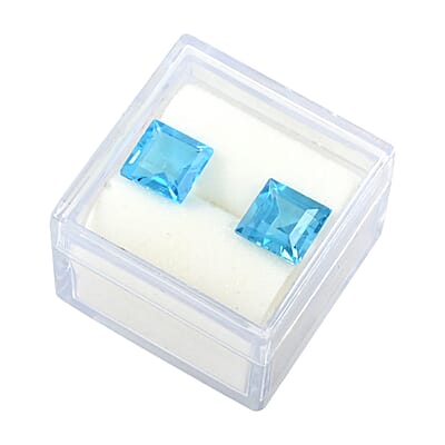 AAAA Swiss Blue Topaz Set of 2 (Sqr 7 mm) 3.50 ctw