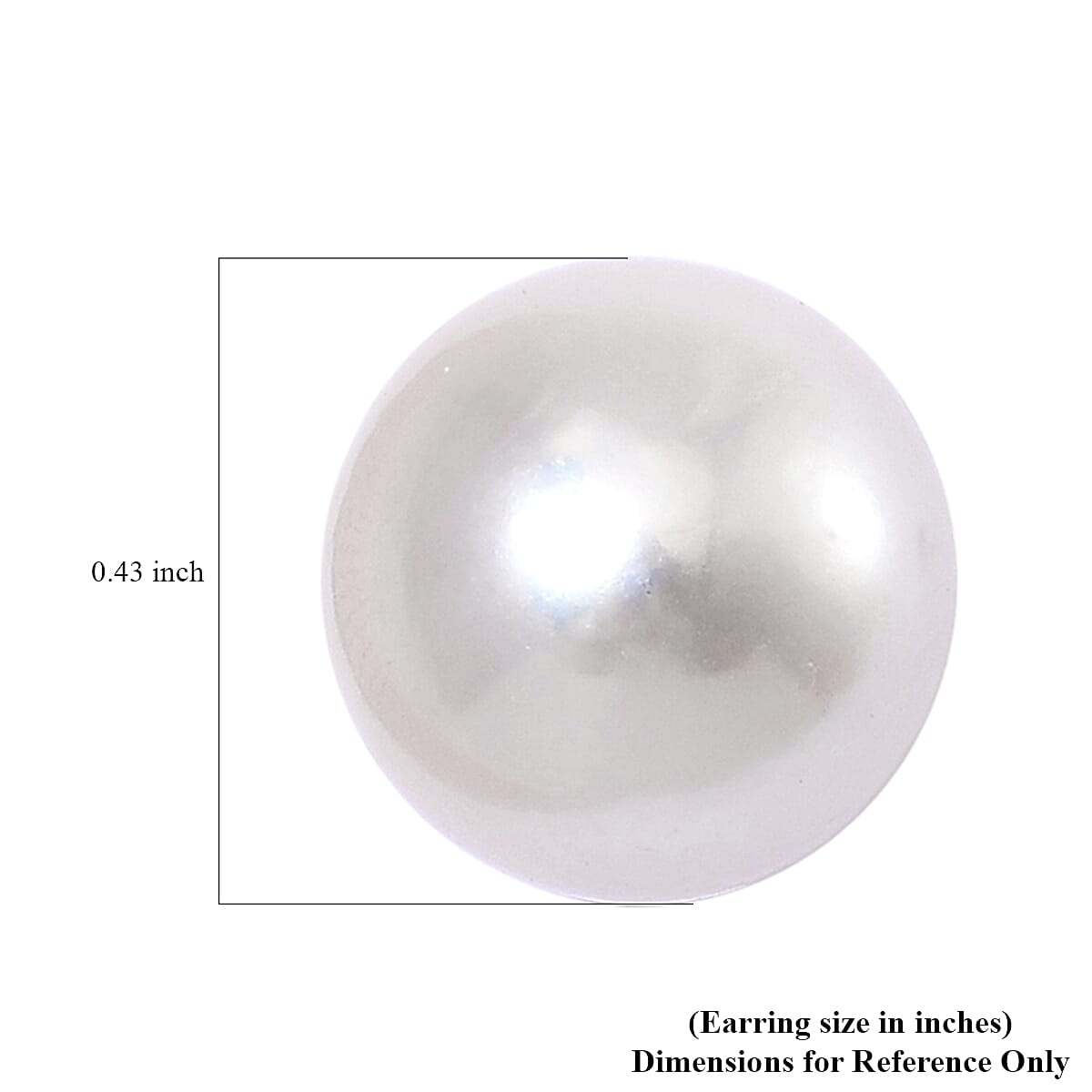 White Edison Pearl Stud Earrings in Rhodium Over Sterling Silver