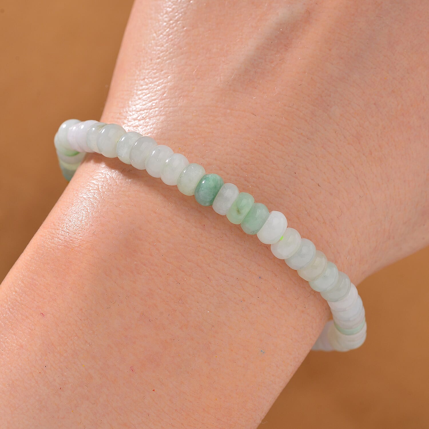 Natural Multi Jade 70.00 ctw Beaded Stretch Bracelet