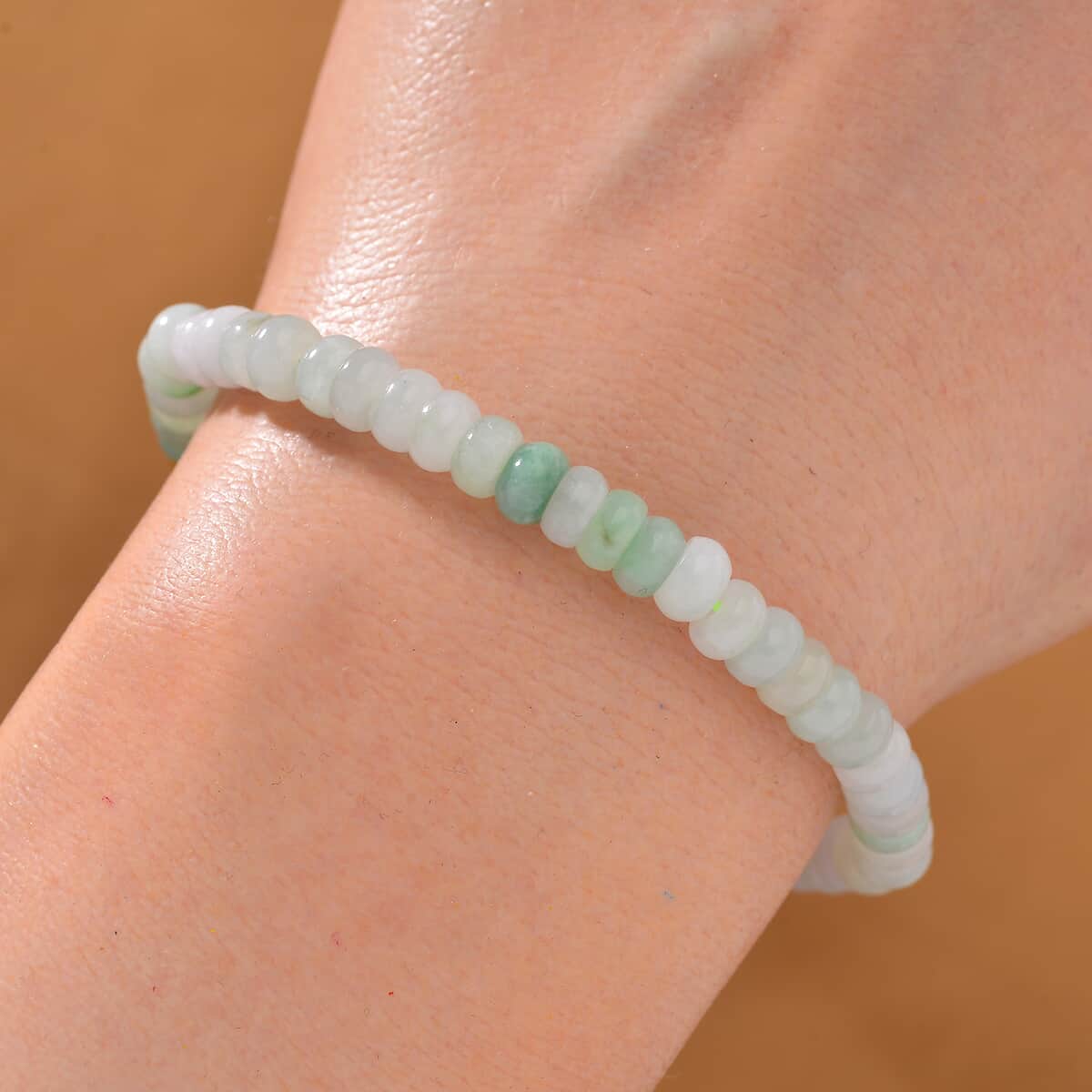 Natural Multi Jade 70.00 ctw Beaded Stretch Bracelet image number 1