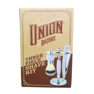 Closeout Union Razors Three Piece Straight Razor Shave Kit in White