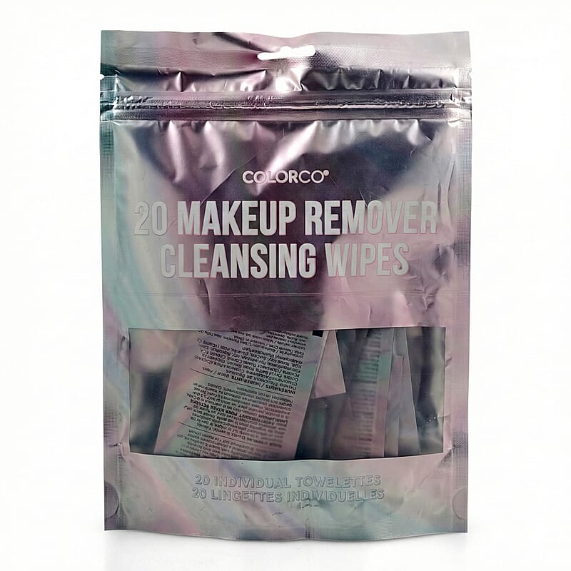 Closeout Colorco 20 Pack Holographic Individually Wrapped Travel Makeup Wipes
