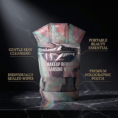 Closeout Colorco 20 Pack Holographic Individually Wrapped Travel Makeup Wipes