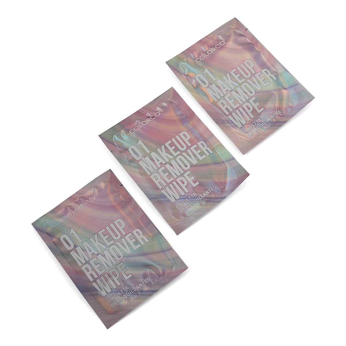 Closeout Colorco 20 Pack Holographic Individually Wrapped Travel Makeup Wipes image number 6