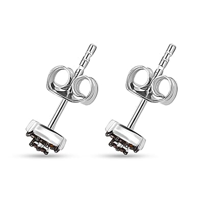 D'Joy Red Diamond 0.15 ctw Stud Earrings in Rhodium Over Sterling Silver