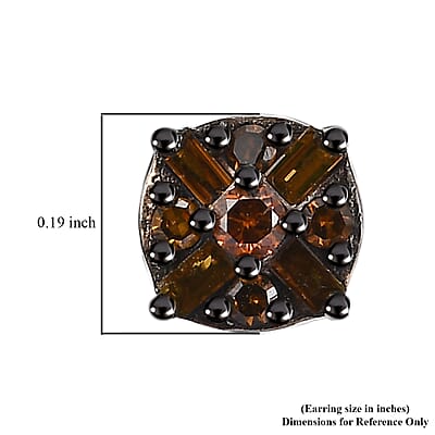 D'Joy Red Diamond 0.15 ctw Stud Earrings in Rhodium Over Sterling Silver