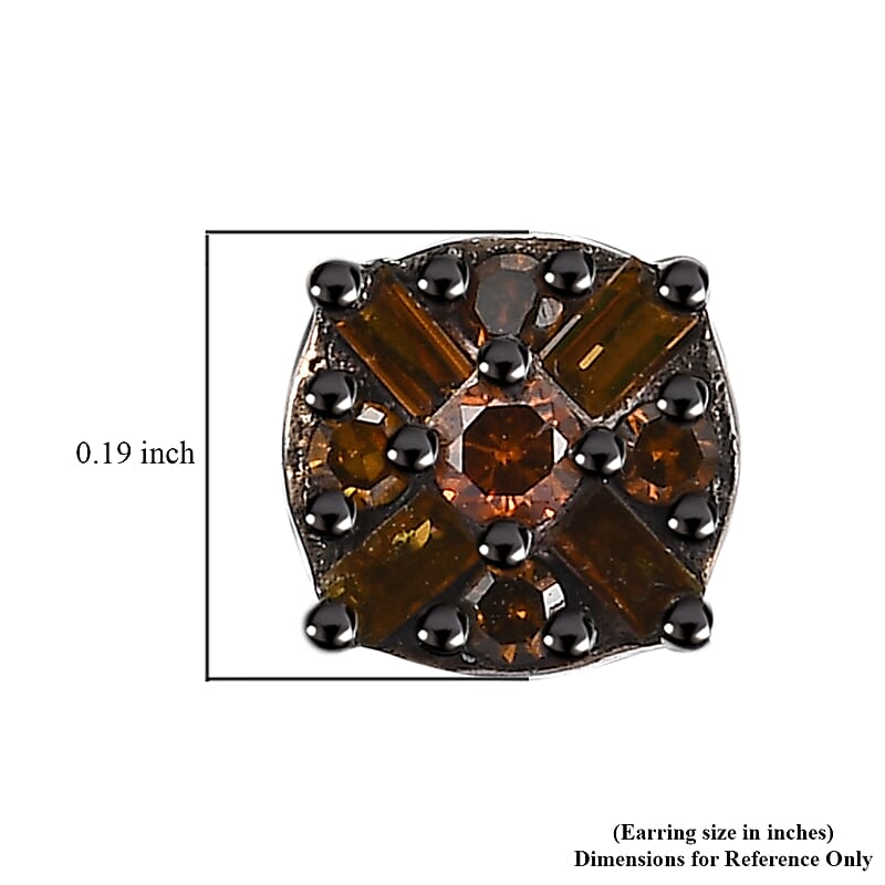 D'Joy Red Diamond 0.15 ctw Stud Earrings in Rhodium Over Sterling Silver