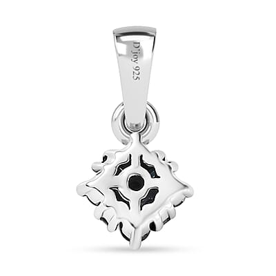 D'Joy Blue Diamond 0.20 ctw Pendant without Chain in Rhodium Over Sterling Silver