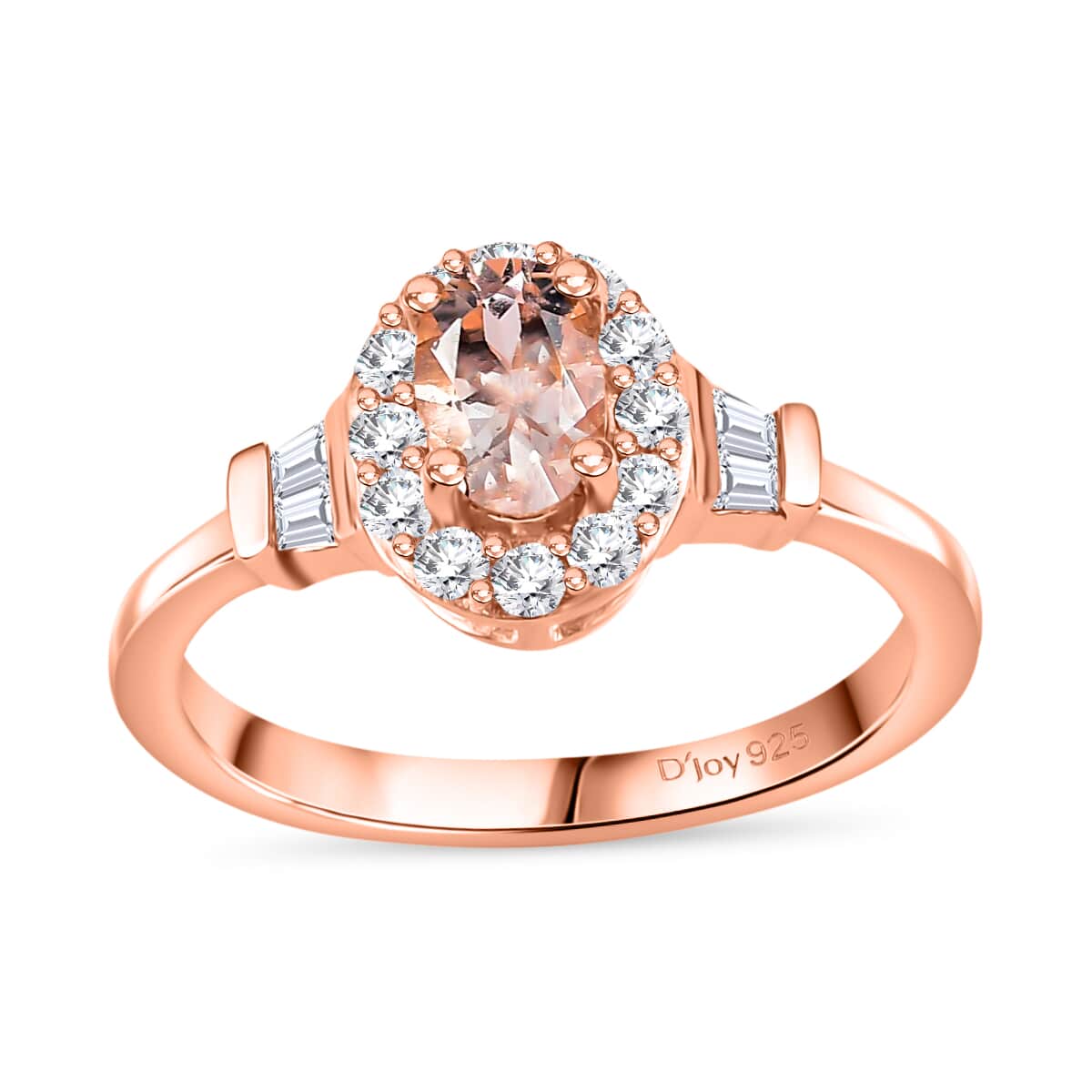 Marropino Morganite and White Zircon 0.90 ctw Ring in 18K Vermeil Rose Gold Over Sterling Silver (Size 10.0) image number 0