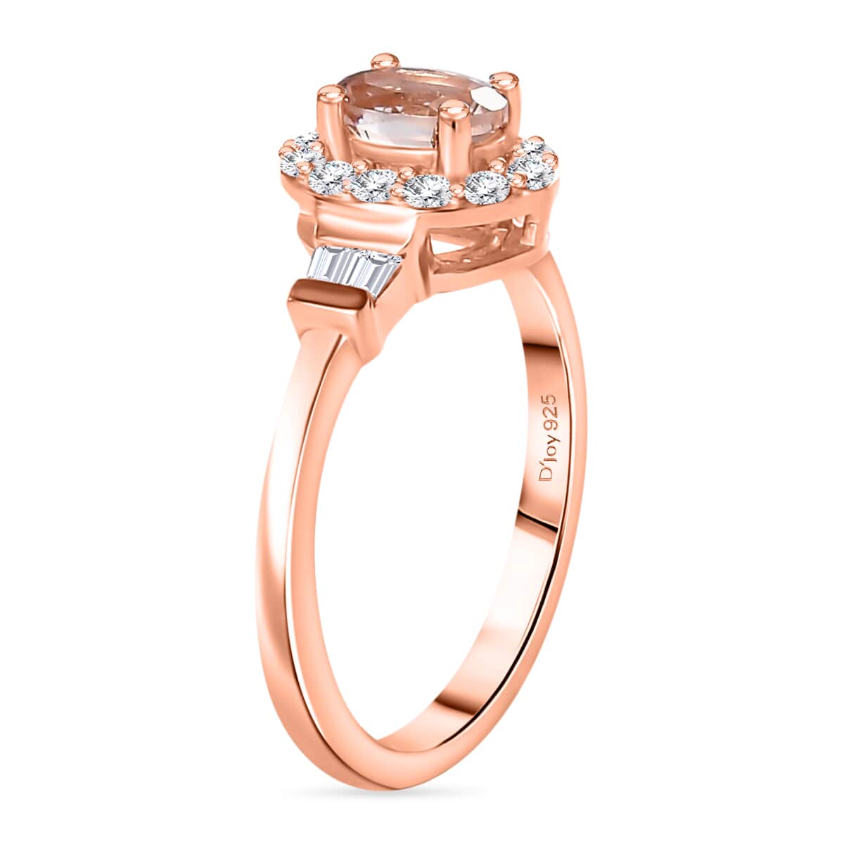 Marropino Morganite and White Zircon 0.90 ctw Ring in 18K Vermeil Rose Gold Over Sterling Silver (Size 10.0) image number 3