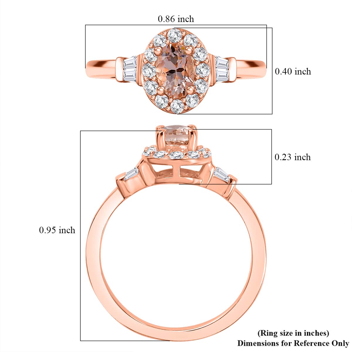 Marropino Morganite and White Zircon 0.90 ctw Ring in 18K Vermeil Rose Gold Over Sterling Silver (Size 10.0) image number 5