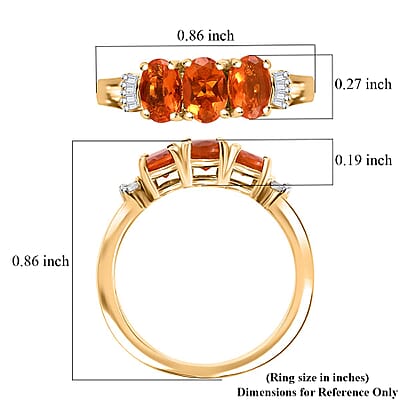 D'Joy Salamanca Fire Opal and White Diamond 1.00 ctw Ring in 18K Vermeil YG Over Sterling Silver (Size 10.0)
